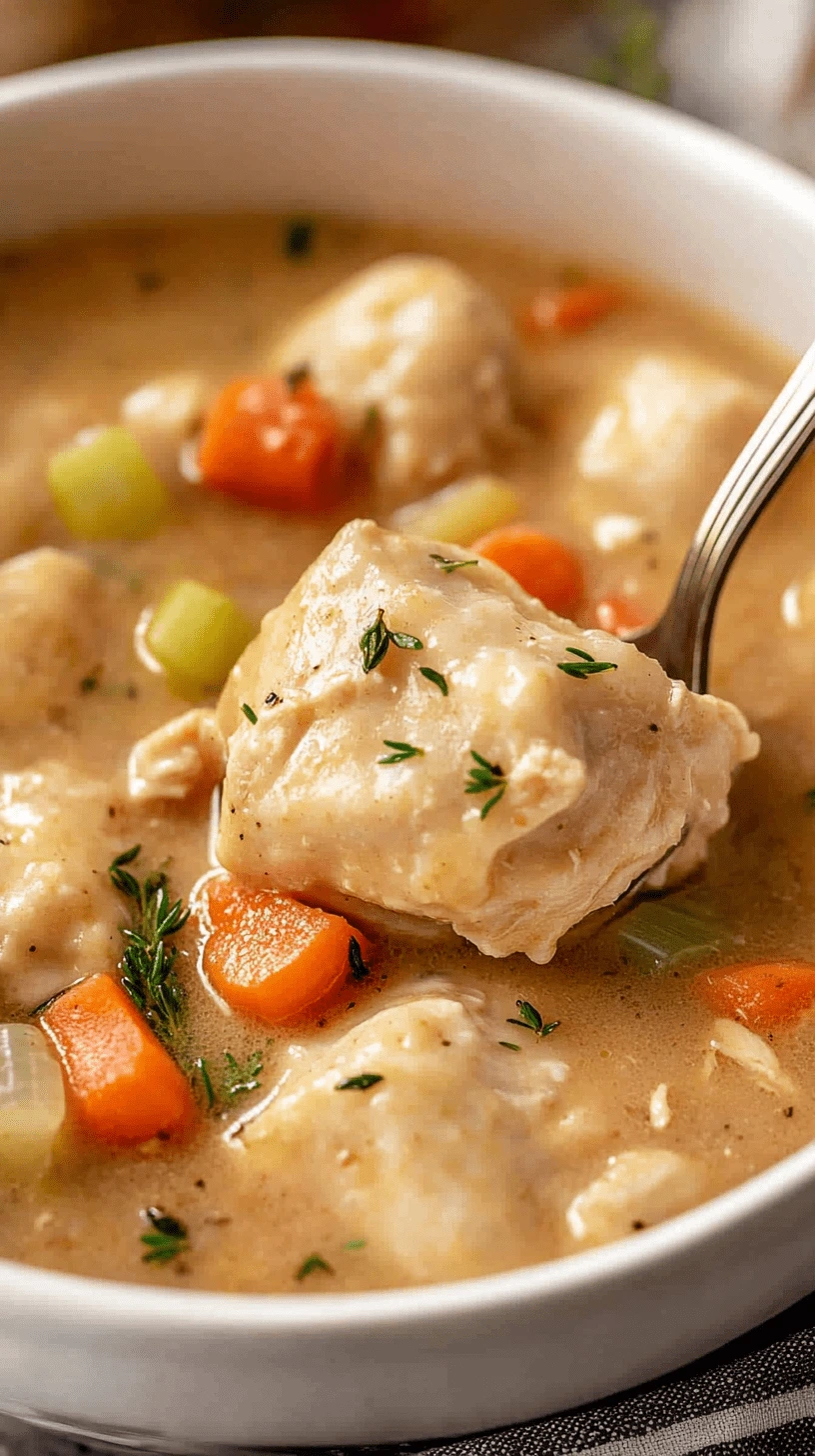 Gluten-Free-Chicken-and-Dumplings-11 Fluffy gluten-free dumpling lifted from creamy chicken soup with carrots and celery