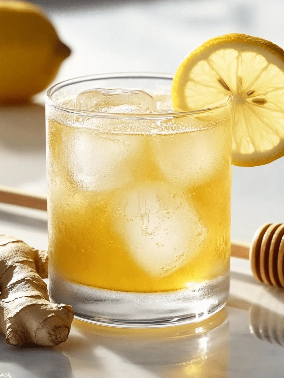 natural-mounjaro-recipe-lemon-ginger-iced-tonic Glass of Natural Mounjaro Recipe detox drink with lemon, ginger, mint, and ice on a wooden board.