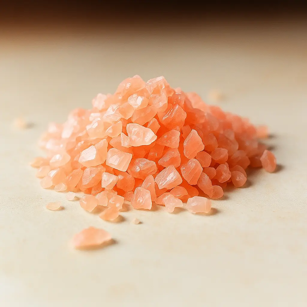 pink-salt-recipe-for-weight-loss-himalayan-crystals Pile of pink Himalayan salt crystals on a smooth surface