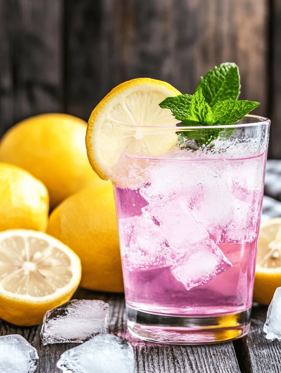 pink-salt-trick-recipe-lemon-mint-ice-drink Glass of iced pink drink with lemon slice and mint, styled as Pink Salt Trick Recipe